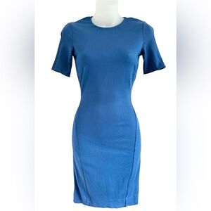 ARITZIA WILFRED Mignonne Bodycon Dress Royal Blue Short Sleeves Crewneck XS